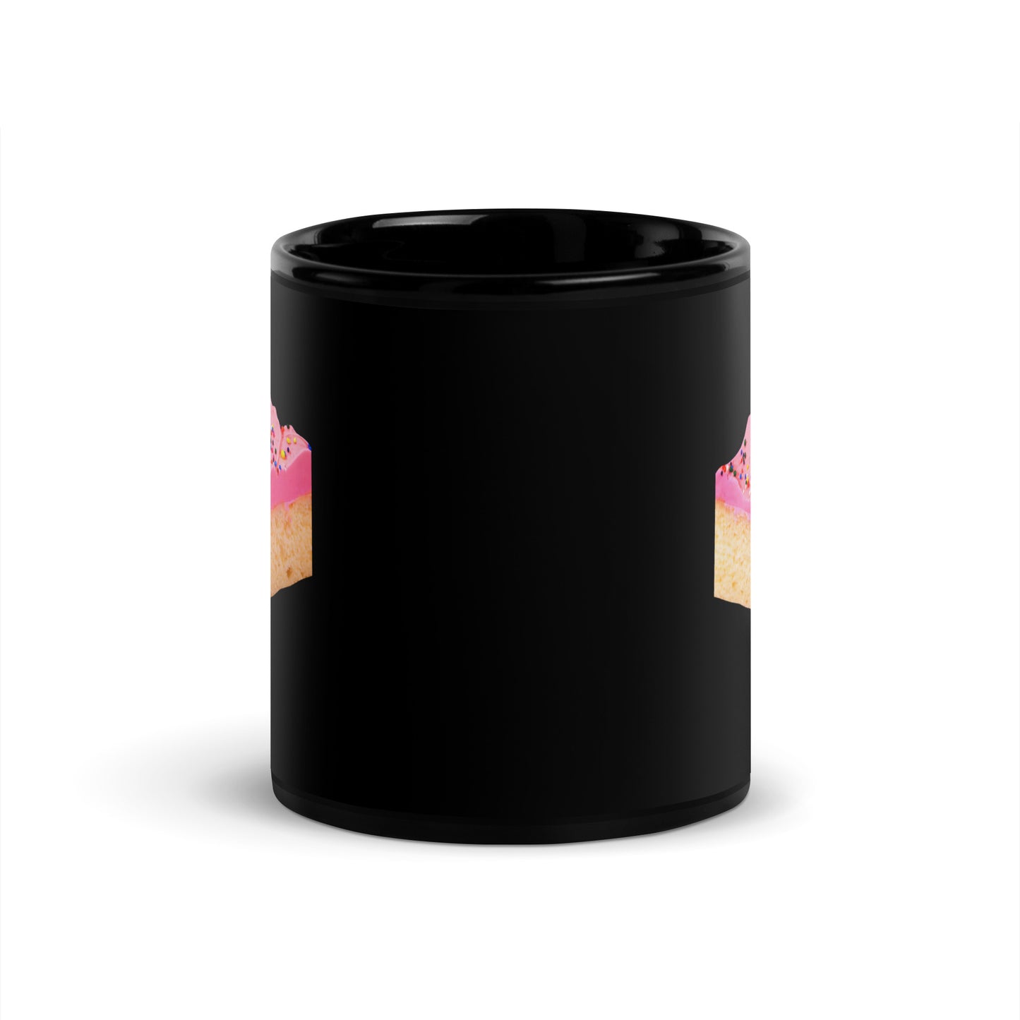 Pink Cake Black Glossy Mug
