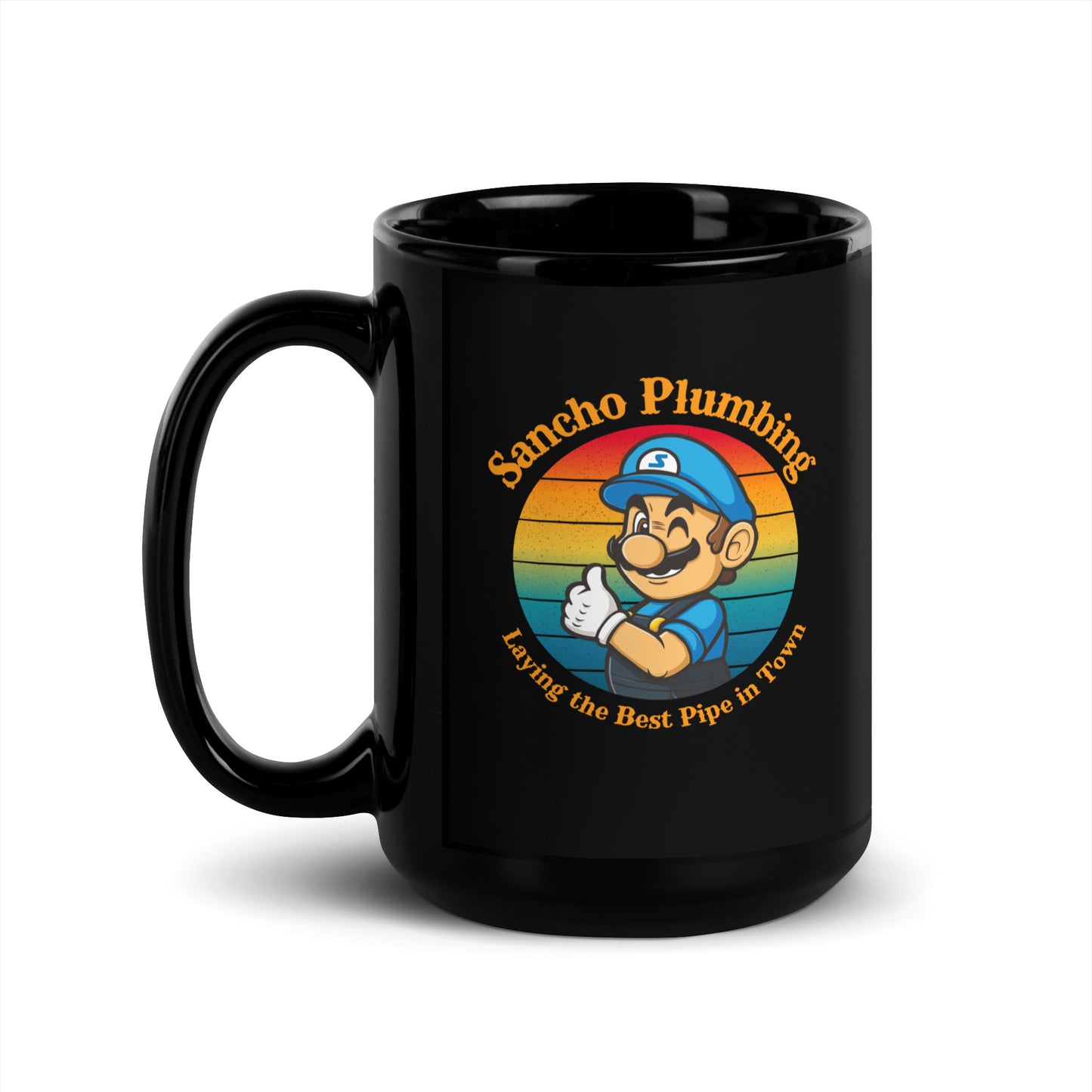 Sancho Plumbing Parody - Black Glossy Mug