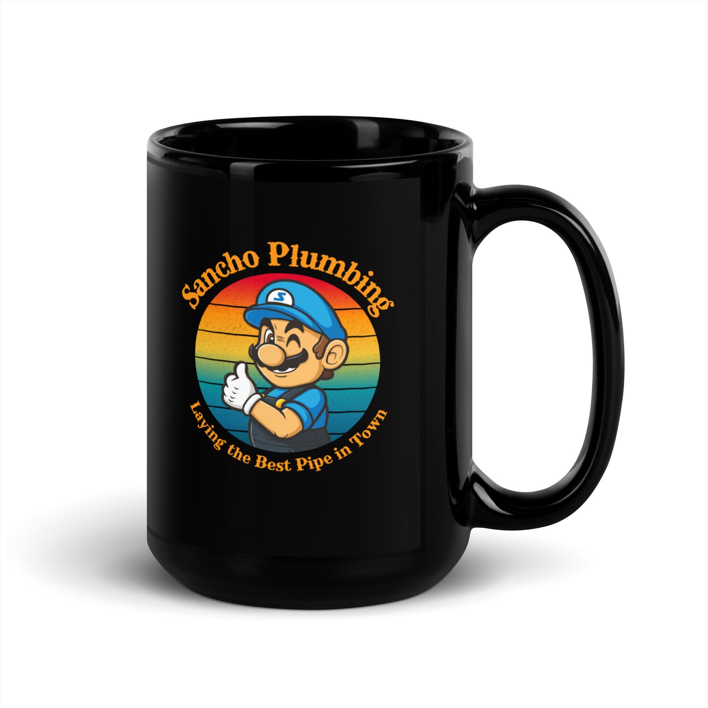 Sancho Plumbing Parody - Black Glossy Mug