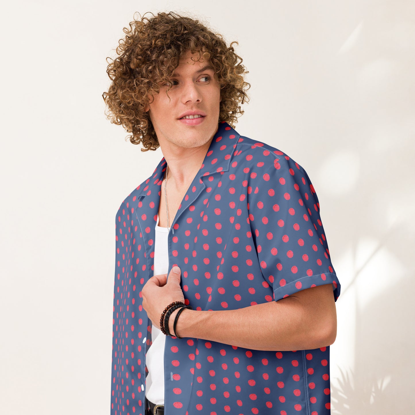 Pink Concha on Blue - Unisex button shirt