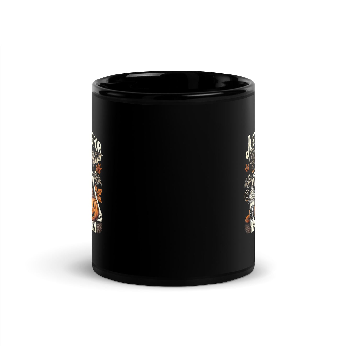 Just Waiting For Halloween - Black Glossy Mug