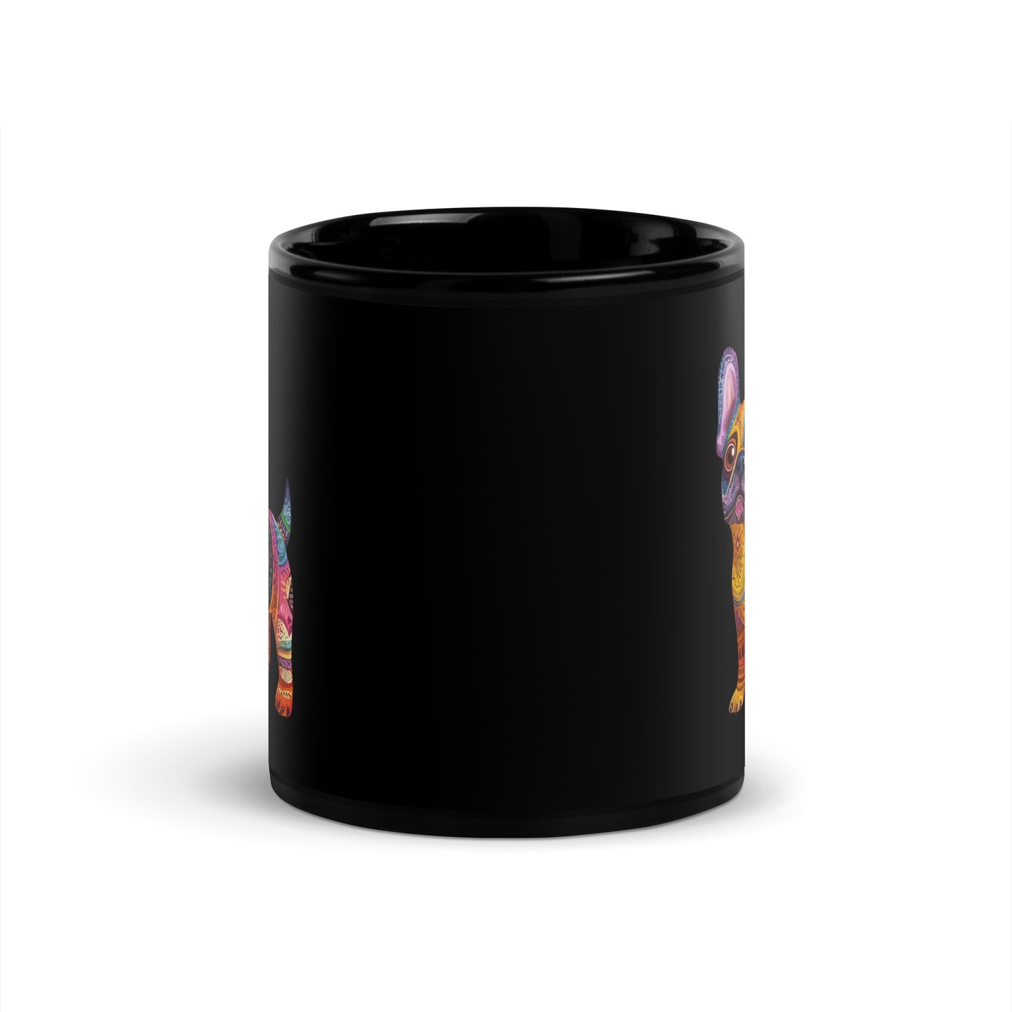 Frenchie Bulldog Alebrije Black Glossy Mug