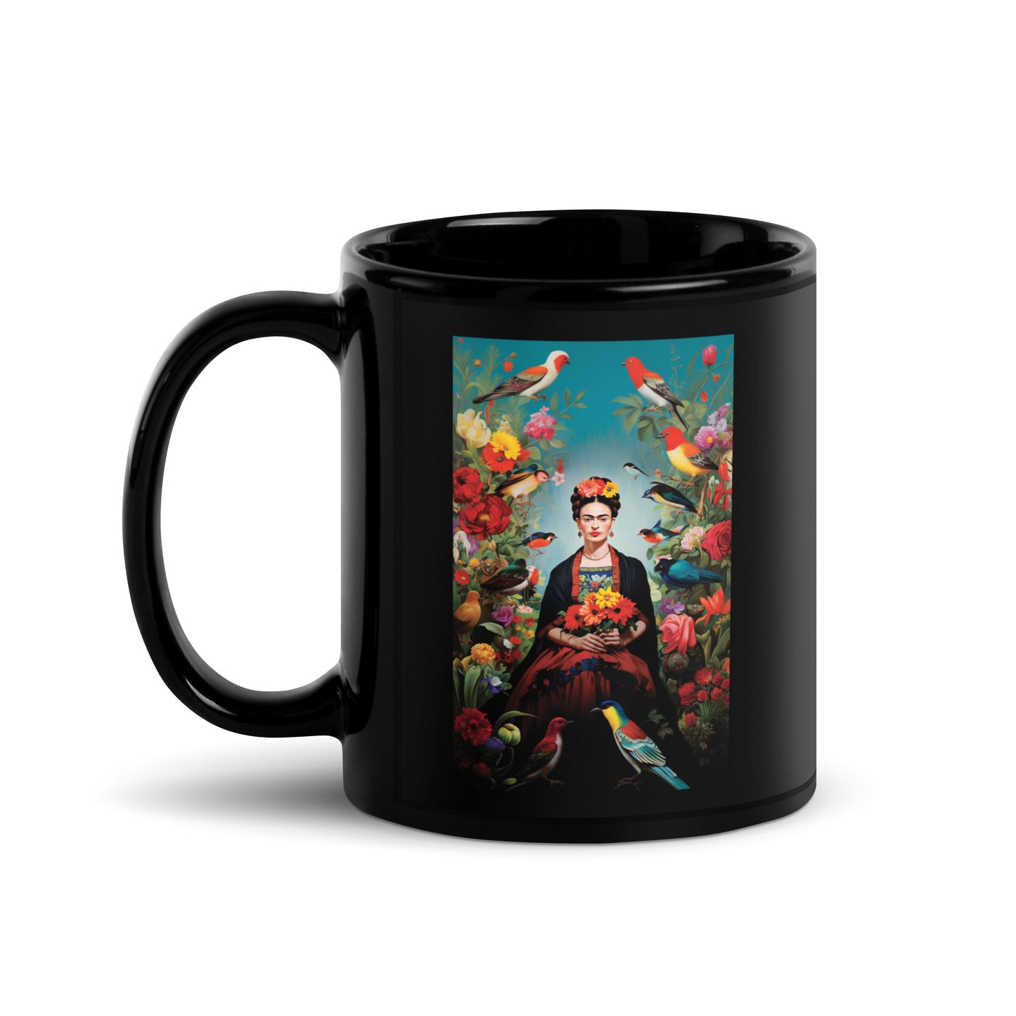 La Frida-Bird - Black Glossy Mug