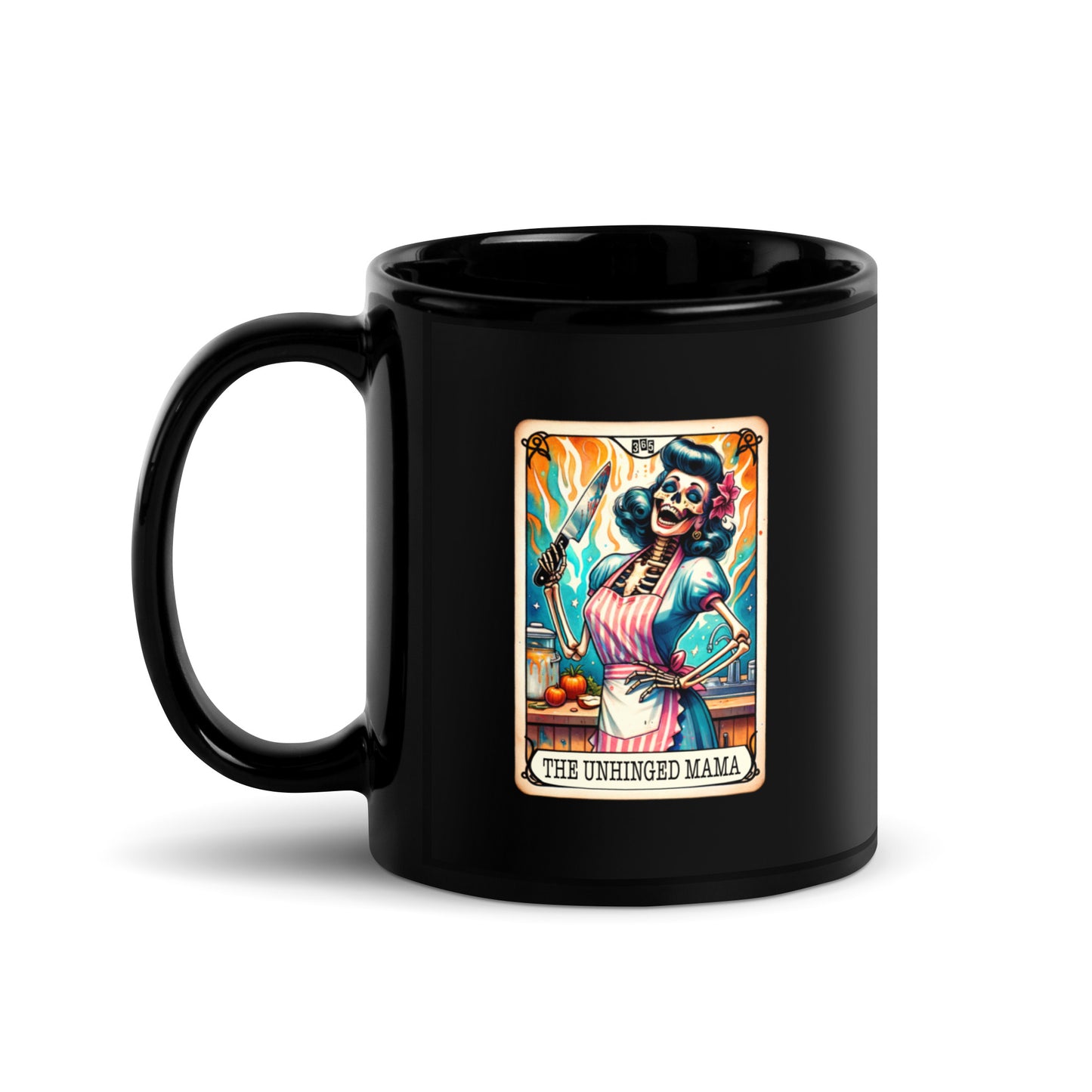 The Unhinged Mama - Black Glossy Mug