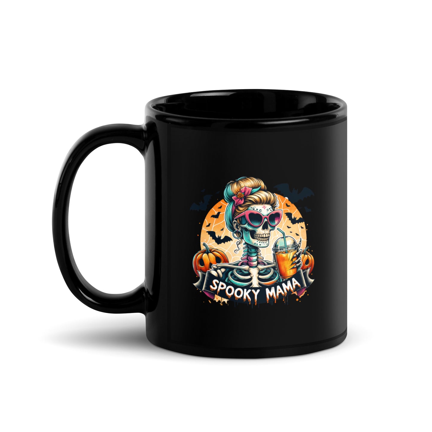 Spooky Mama - Black Glossy Mug