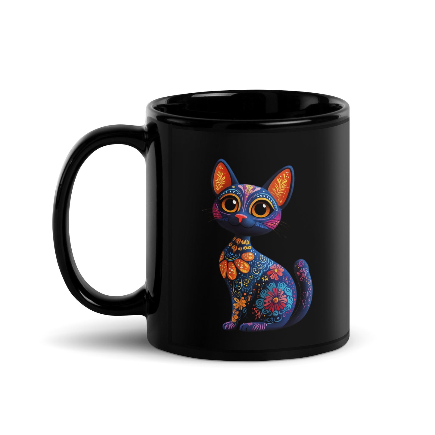 Cat Alebrije - Black Glossy Mug