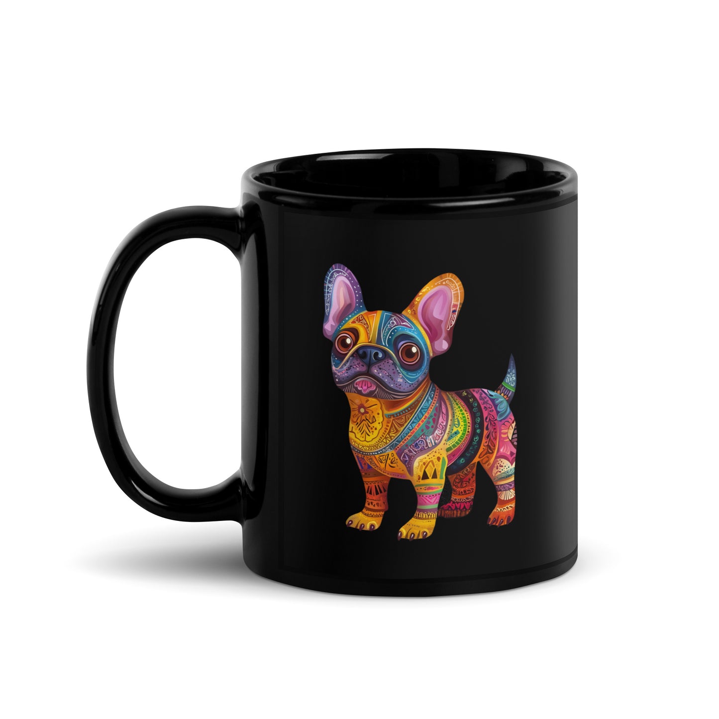 Frenchie Bulldog Alebrije Black Glossy Mug