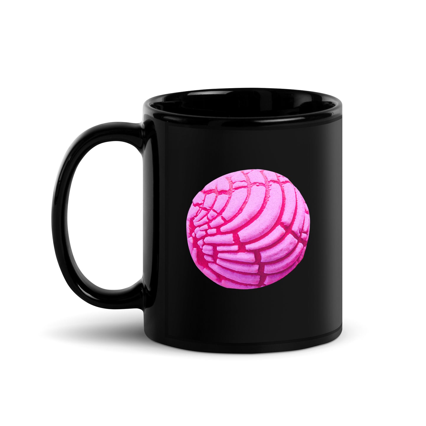 Pink Concha Black Glossy Mug