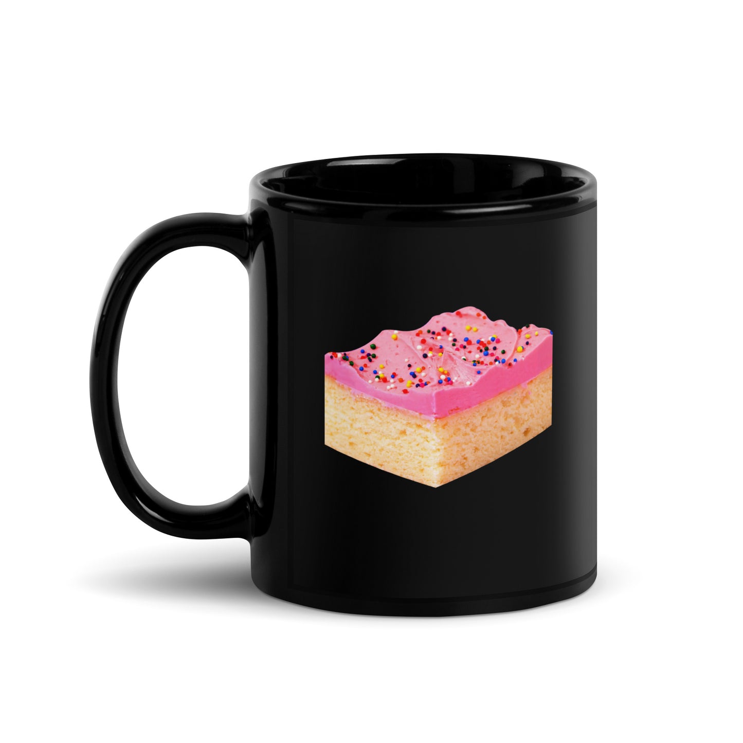 Pink Cake Black Glossy Mug