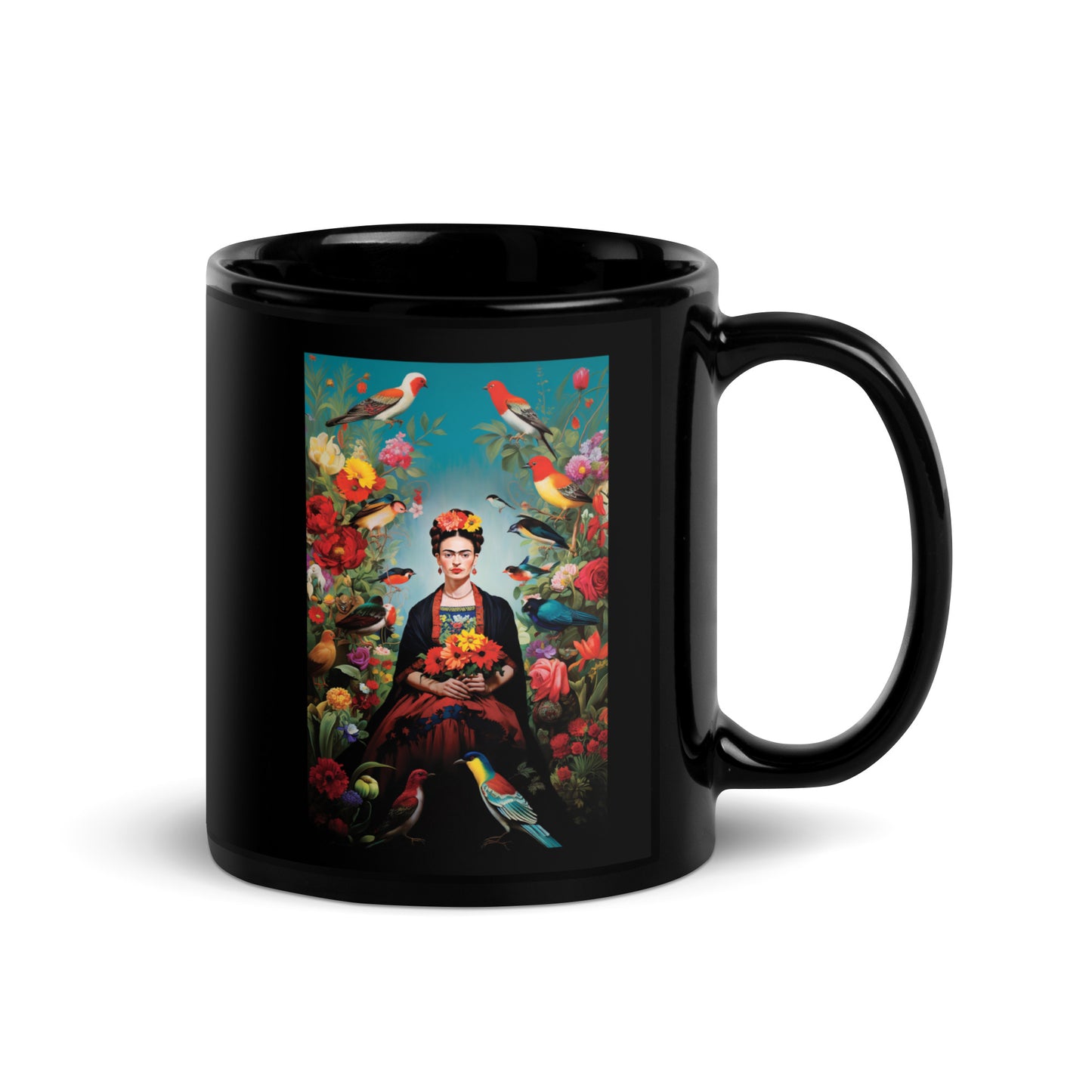 La Frida-Bird - Black Glossy Mug