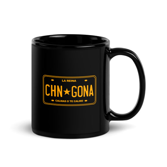 La Reina Chingona License Plate - Black Glossy Mug