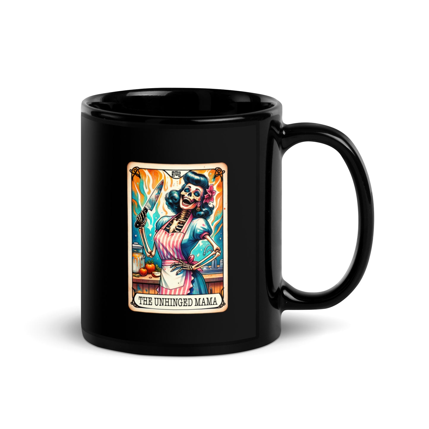 The Unhinged Mama - Black Glossy Mug