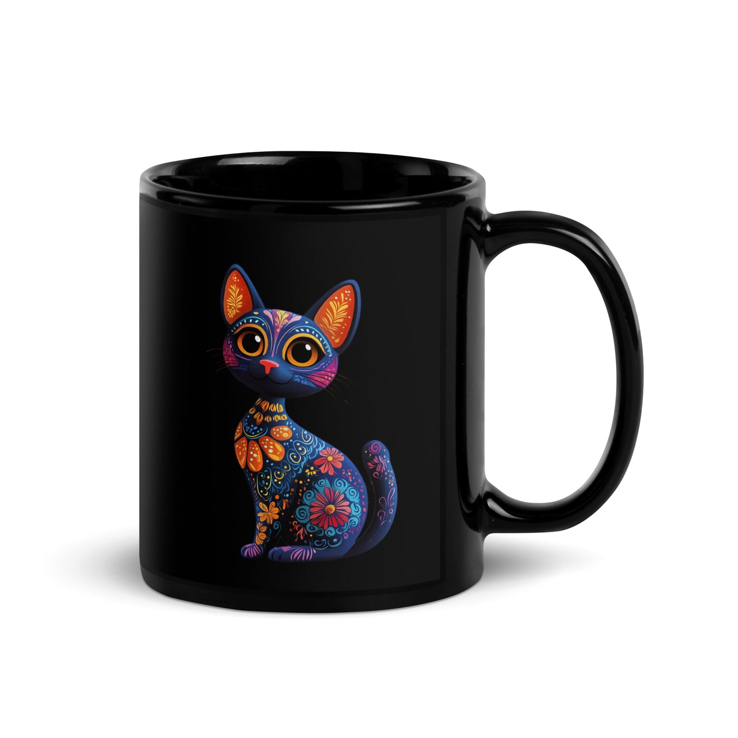 Cat Alebrije - Black Glossy Mug