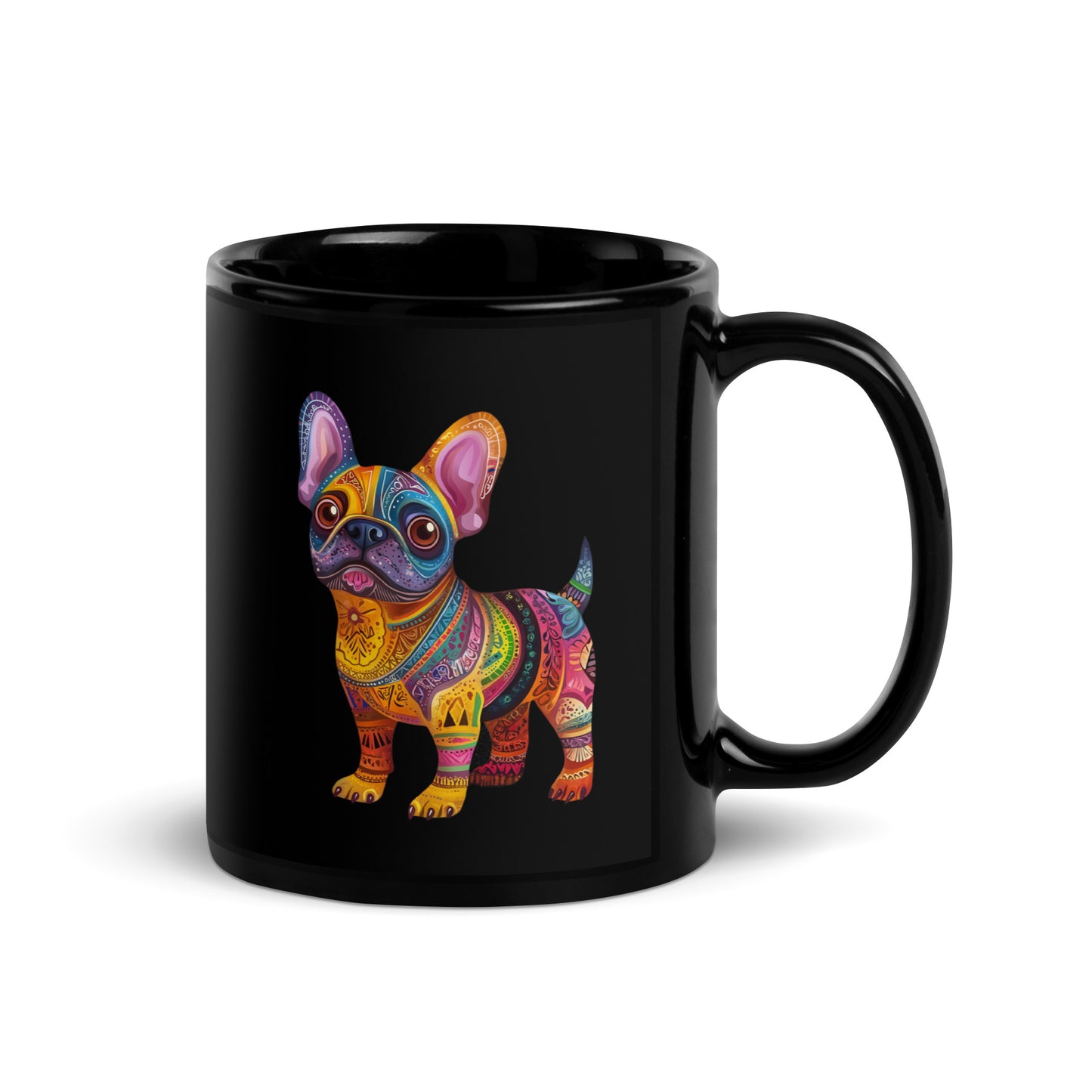 Frenchie Bulldog Alebrije Black Glossy Mug