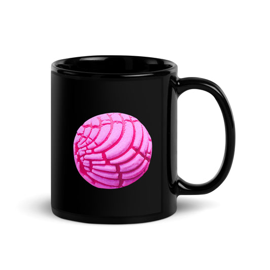 Pink Concha Black Glossy Mug