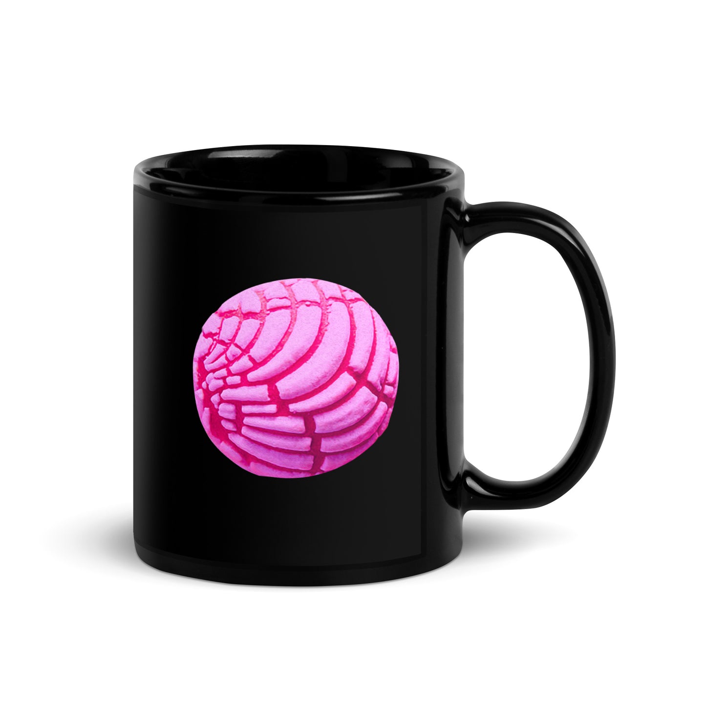 Pink Concha Black Glossy Mug