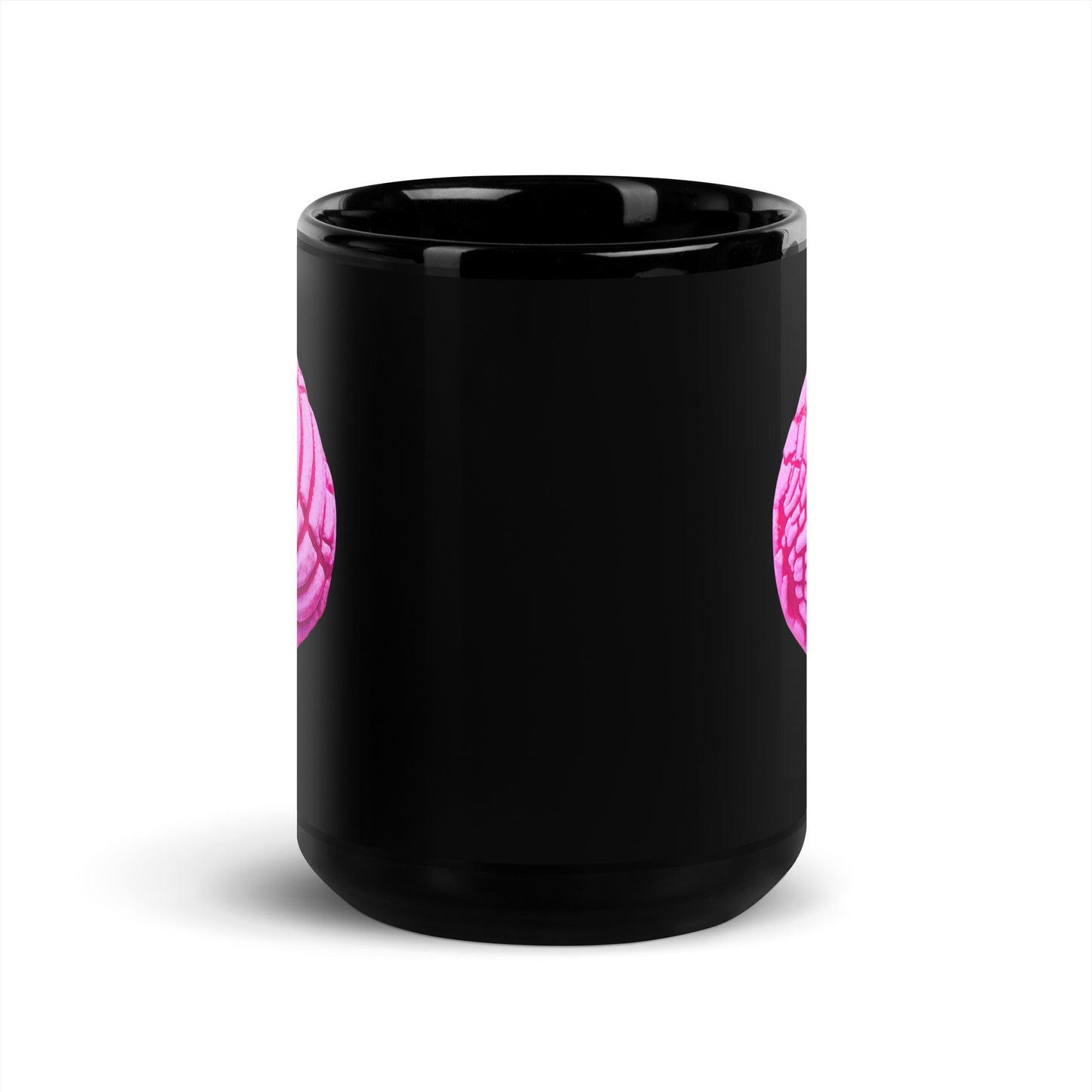 Pink Concha Black Glossy Mug