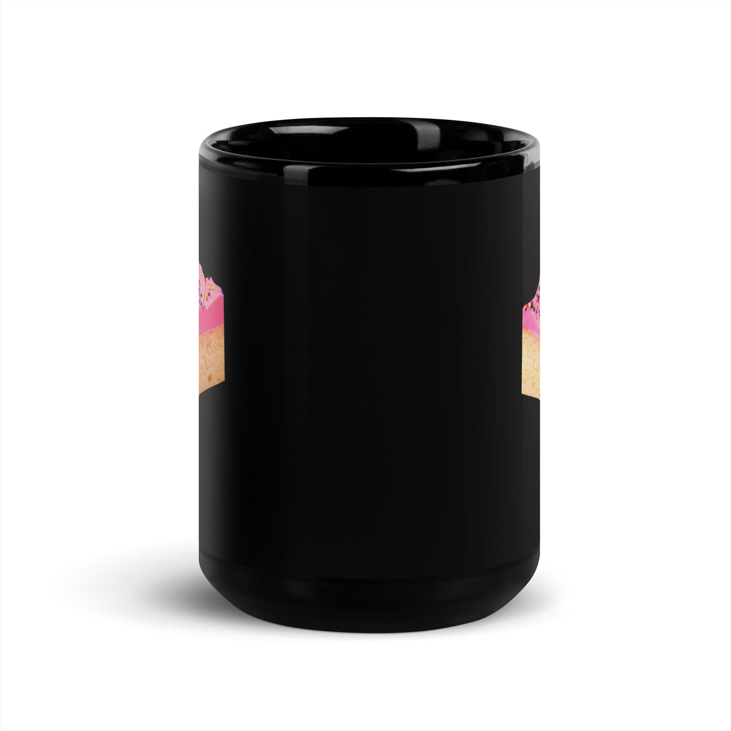 Pink Cake Black Glossy Mug