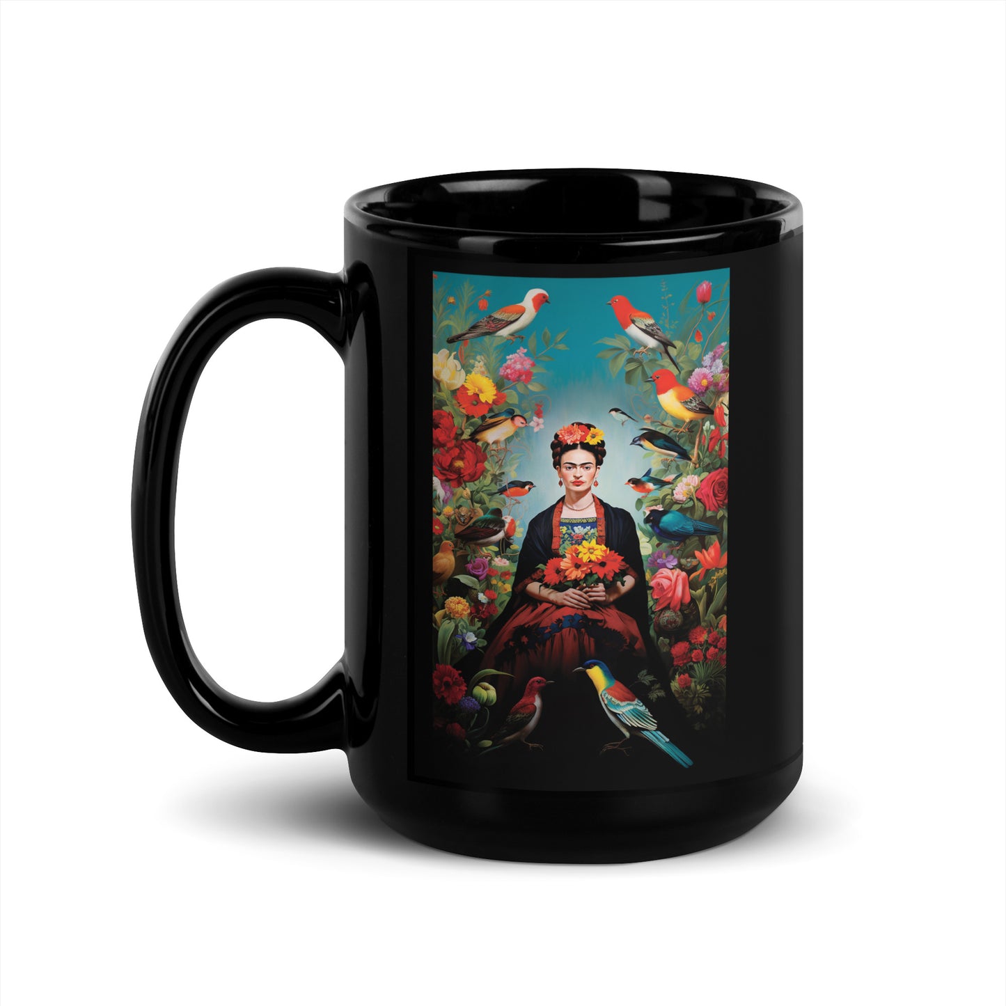 La Frida-Bird - Black Glossy Mug