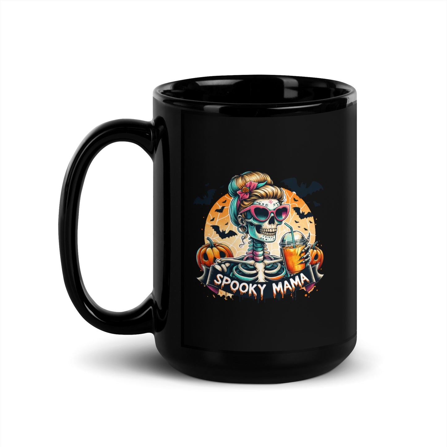 Spooky Mama - Black Glossy Mug