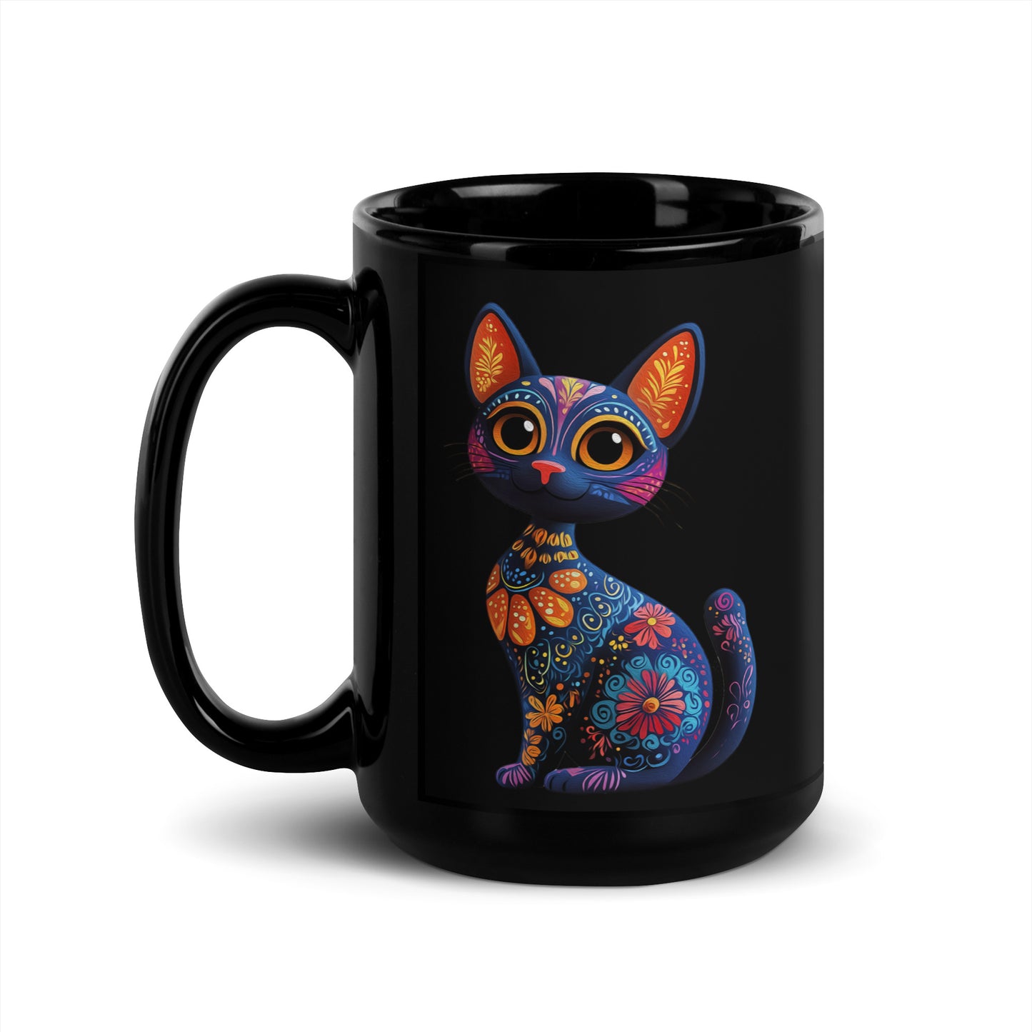 Cat Alebrije - Black Glossy Mug