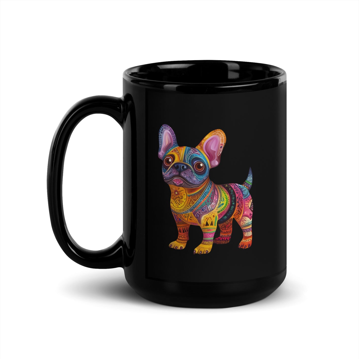 Frenchie Bulldog Alebrije Black Glossy Mug