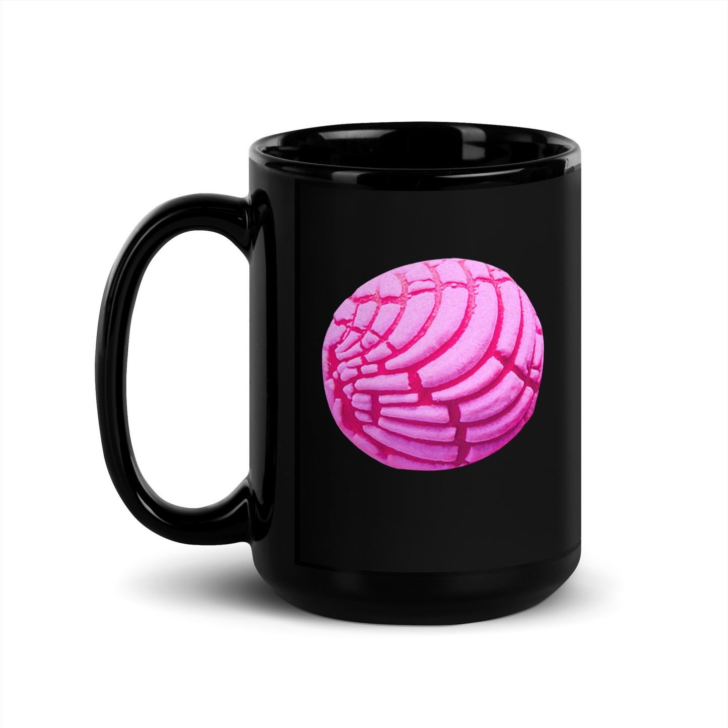 Pink Concha Black Glossy Mug