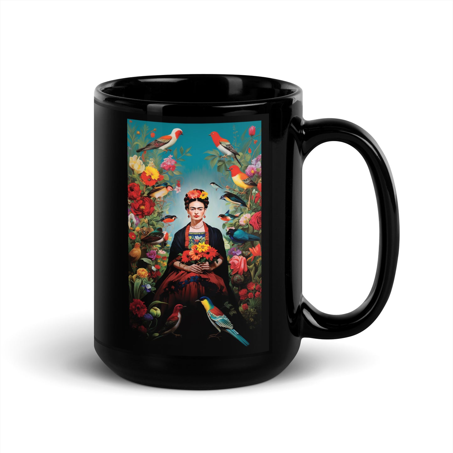 La Frida-Bird - Black Glossy Mug