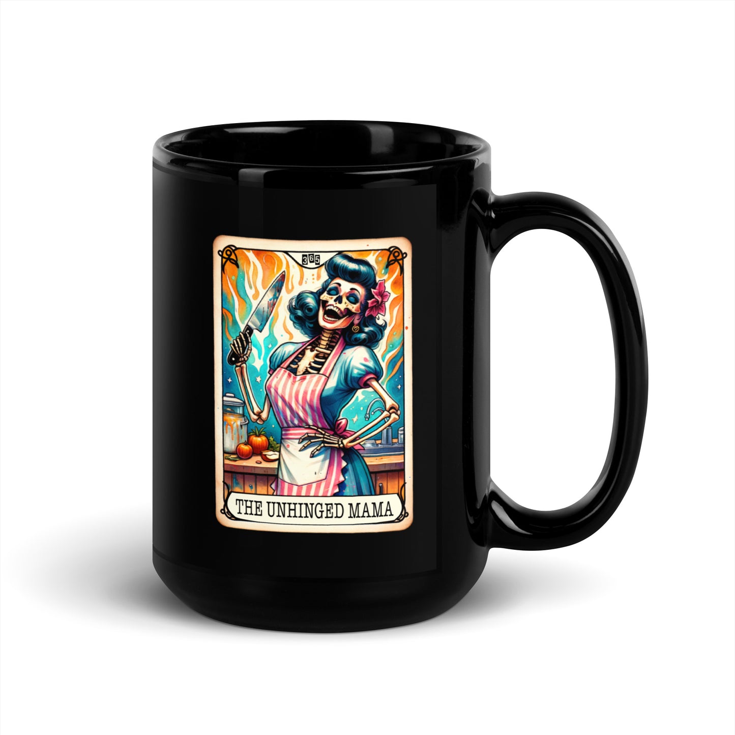 The Unhinged Mama - Black Glossy Mug