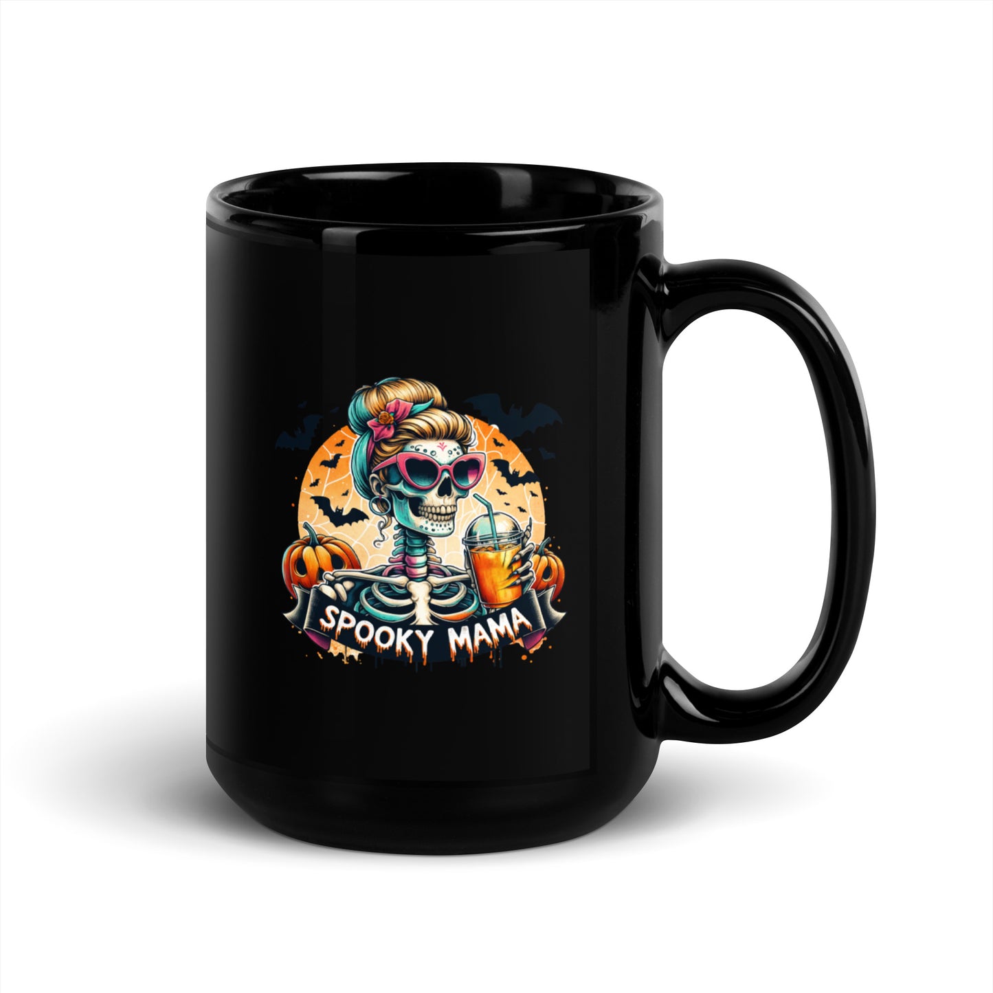 Spooky Mama - Black Glossy Mug