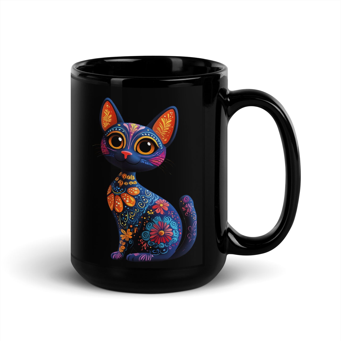 Cat Alebrije - Black Glossy Mug