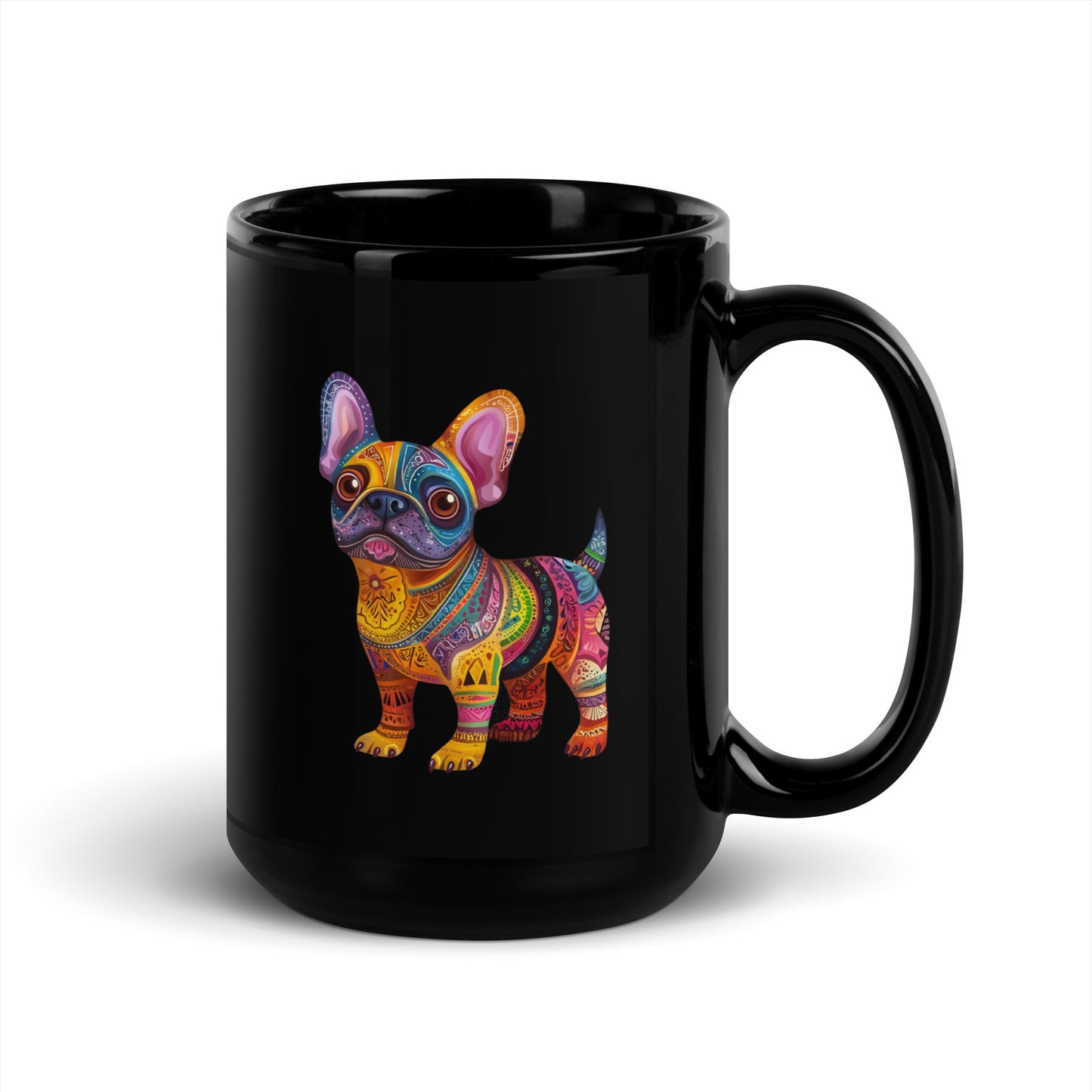 Frenchie Bulldog Alebrije Black Glossy Mug