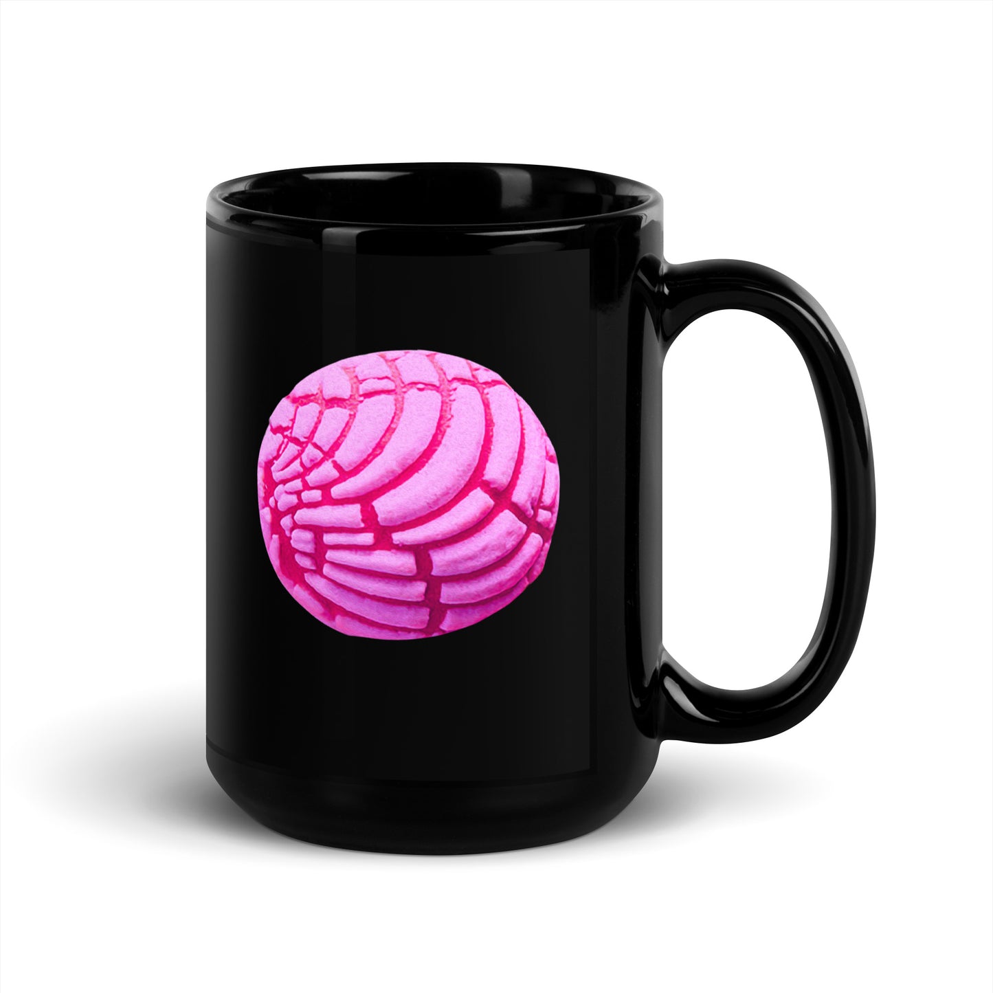 Pink Concha Black Glossy Mug