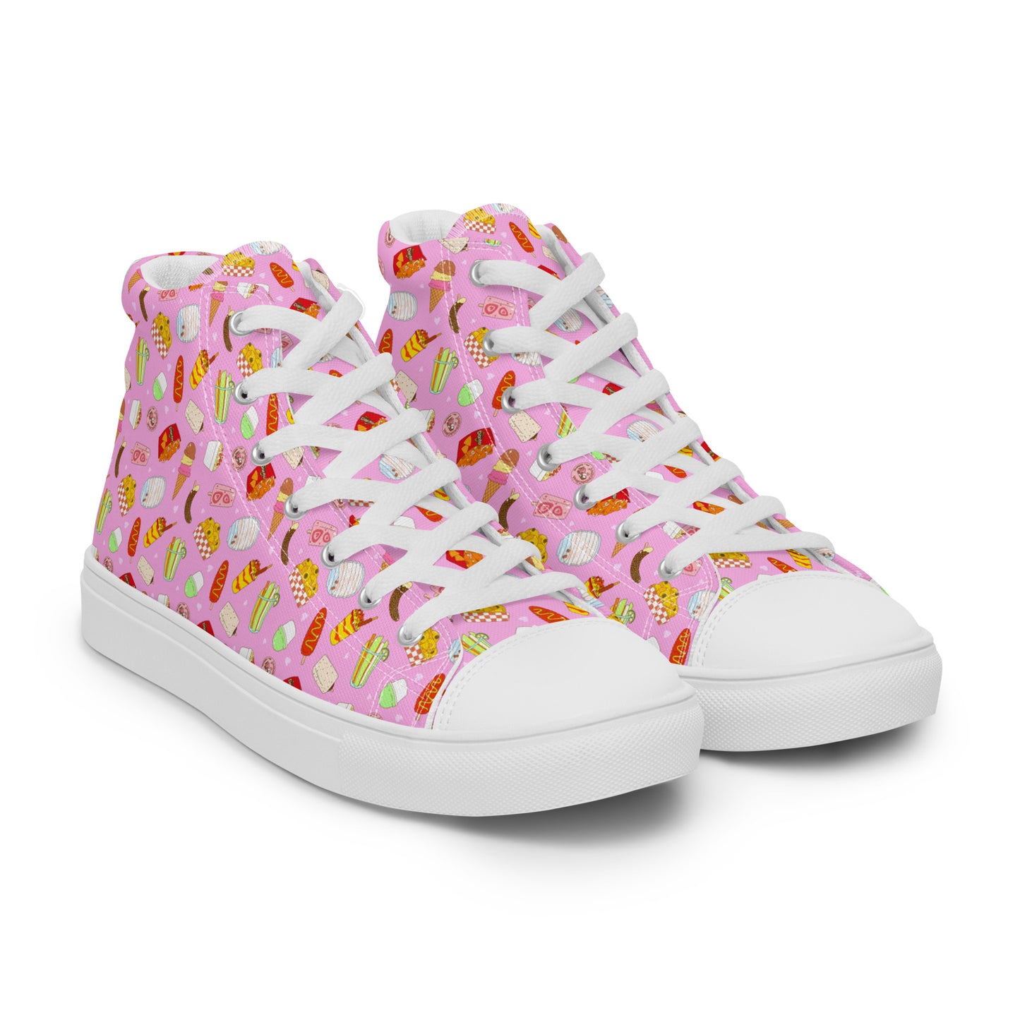 Pink Food Pop - Women’s high top canvas shoes