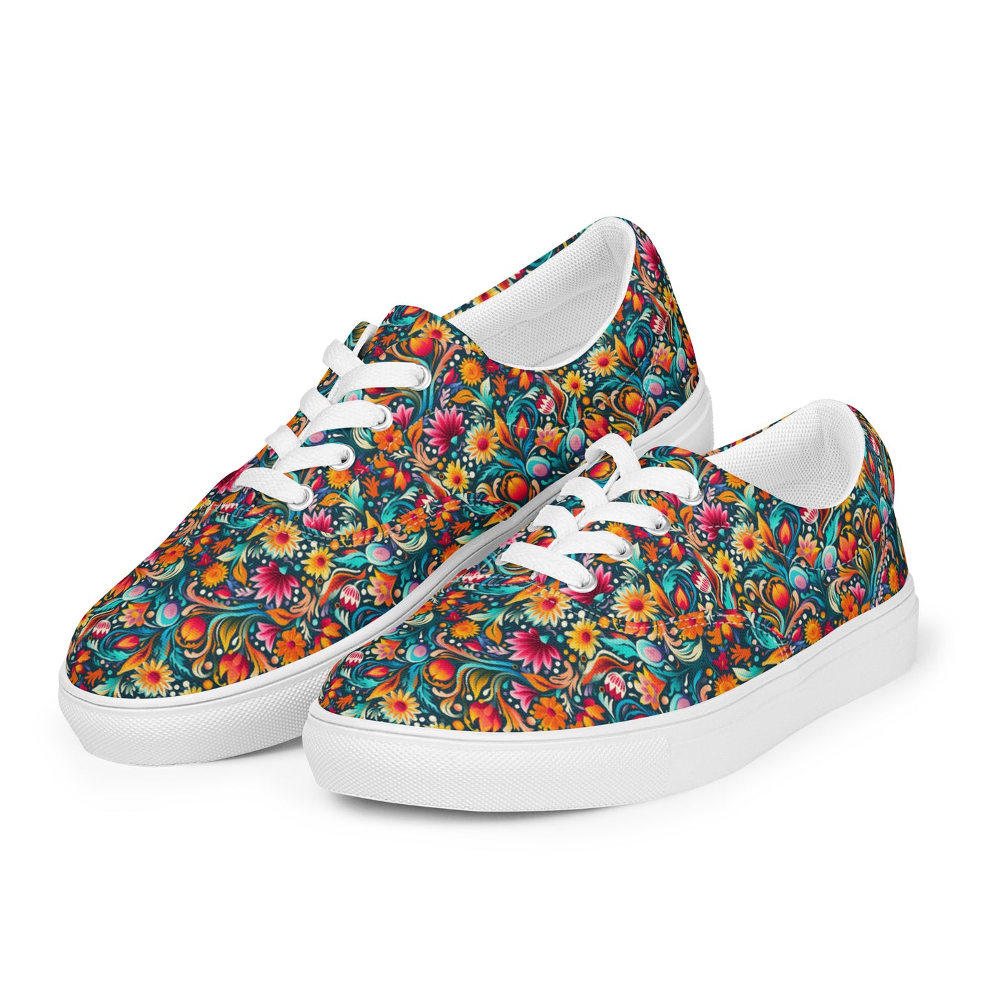 Floral - Women’s lace-up canvas shoes