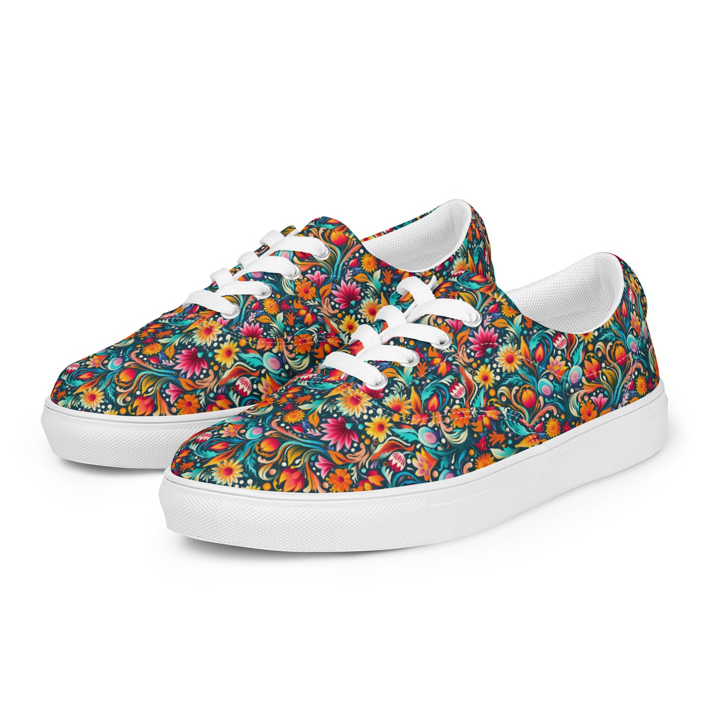 Floral - Women’s lace-up canvas shoes