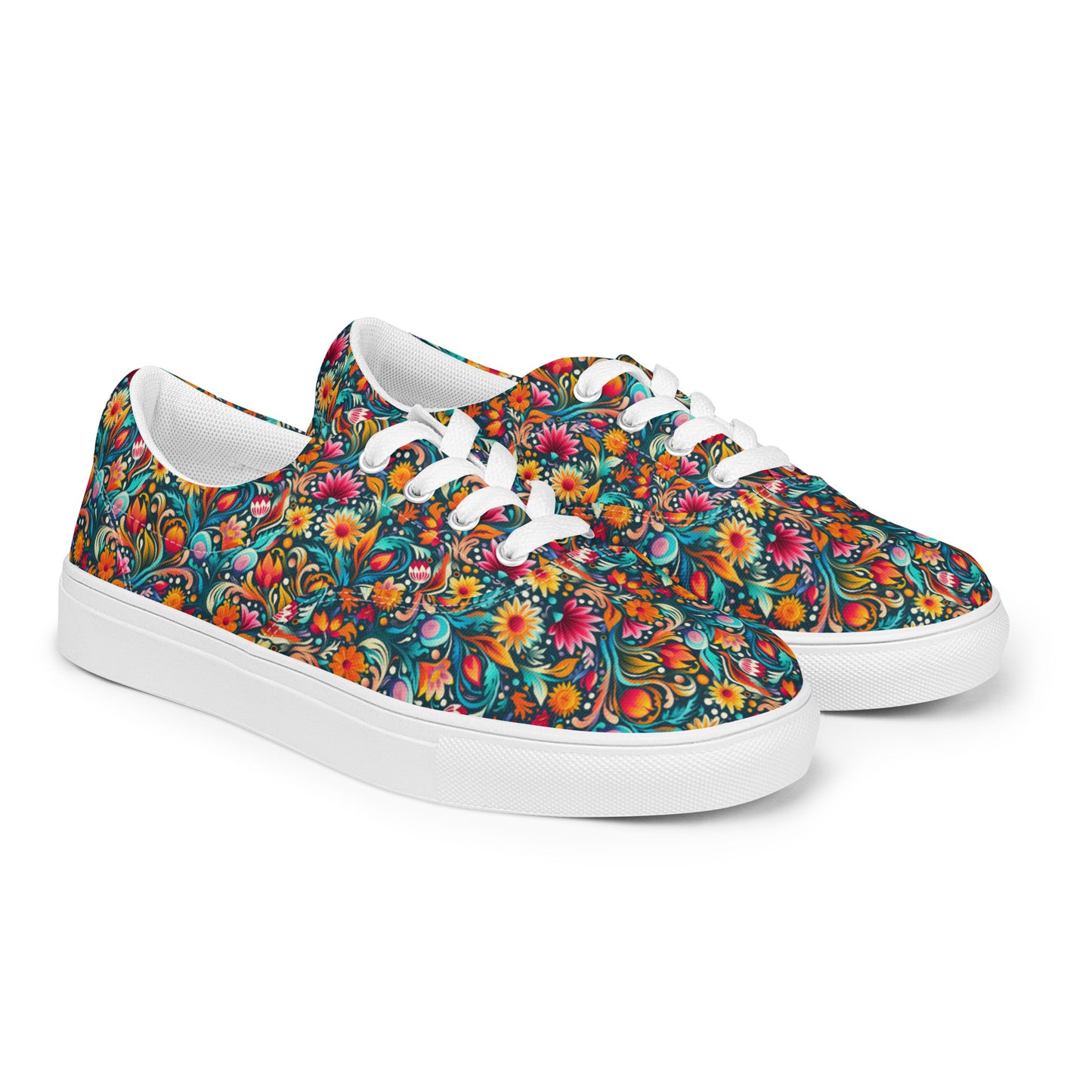 Floral - Women’s lace-up canvas shoes